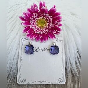 💜 BRIGHTON Purple Crystal Silver Post Earrings